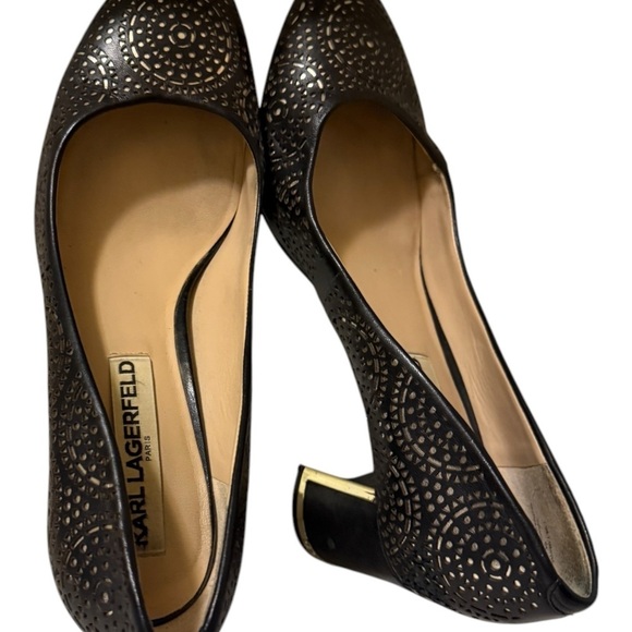 Elegant Black Laser-Cut Women's Heels - Picture 7 of 13